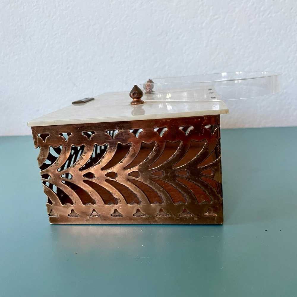 Vintage Brass Filigree Box Purse with Lucite Hand… - image 8