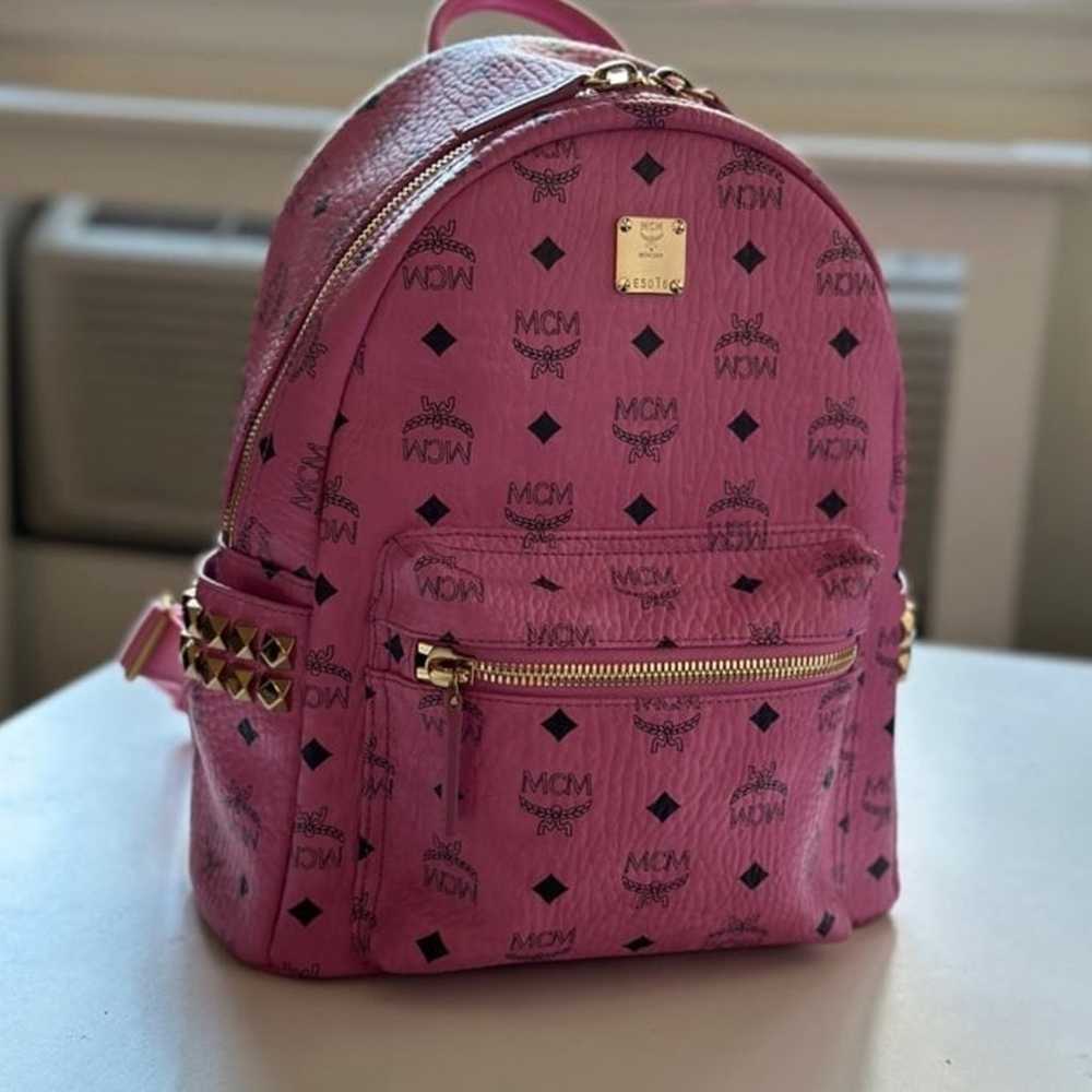 RARE mcm pink stark studded backpack - image 1