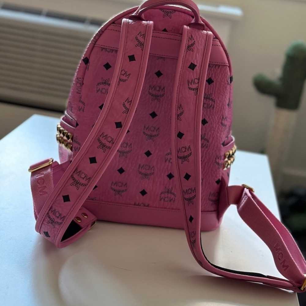 RARE mcm pink stark studded backpack - image 4