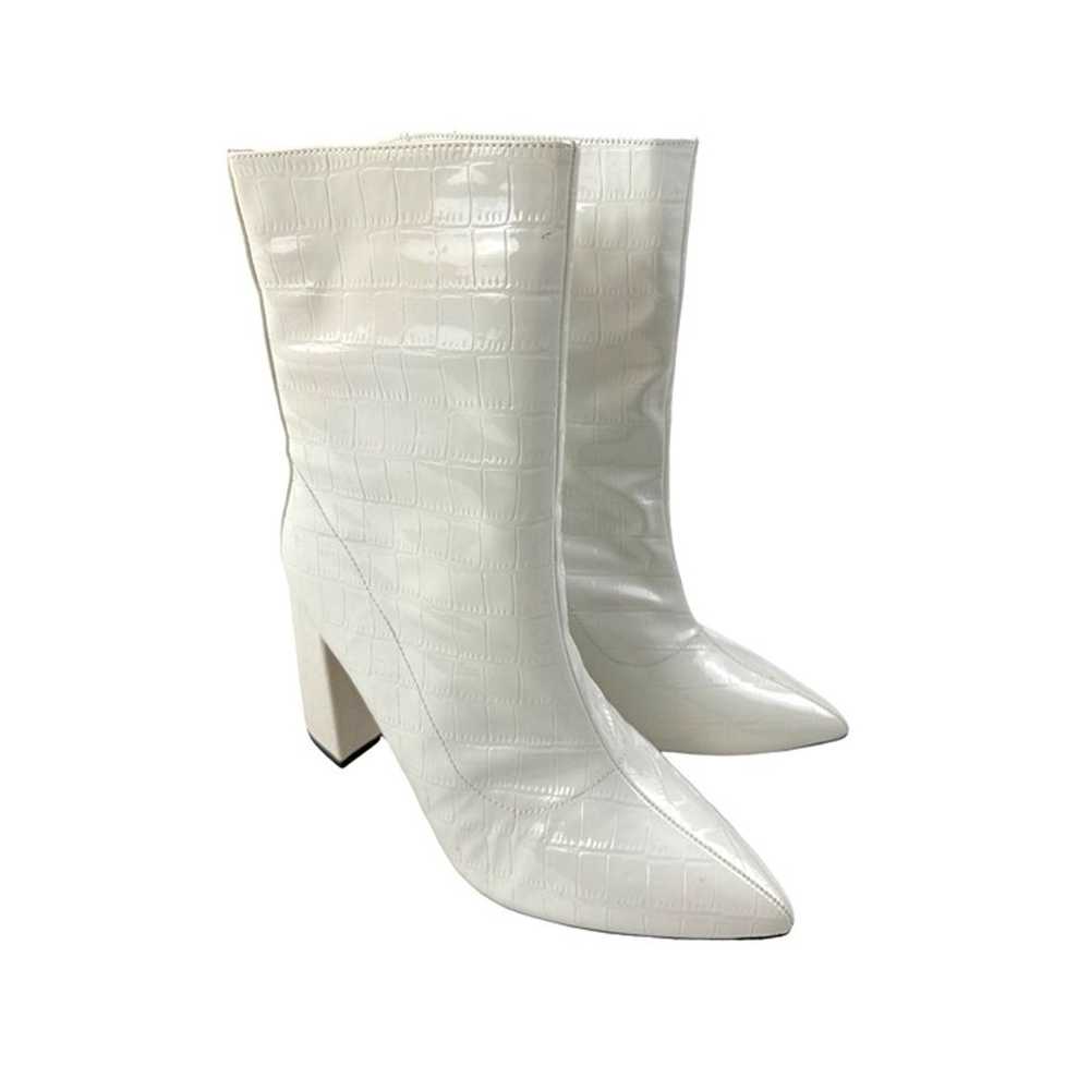 Fashion Nova - Desi 2 Faux Croc Booties in White - image 1