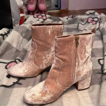 COPY Coach pink velvet heeled boots size 7.5