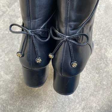 Tory Burch black leather bow booties