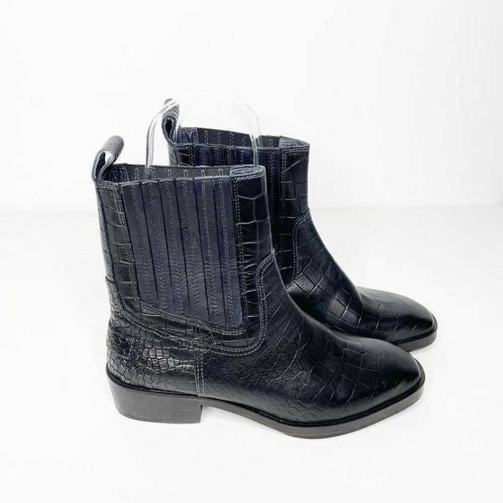VINTAGE FOUNDRY CO Main Boot Black leather croc e… - image 2