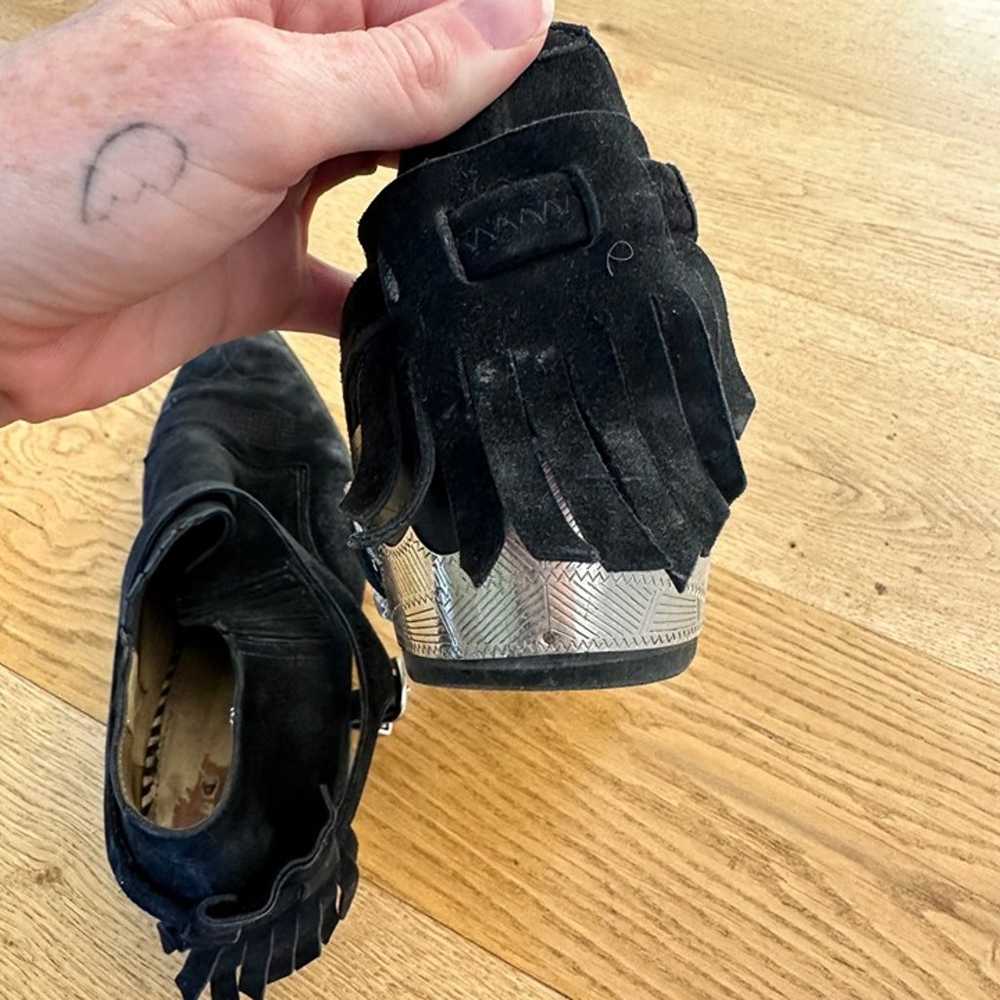 Toga Pulla Fringe Trim Suede Moto Ankle Boots in … - image 10