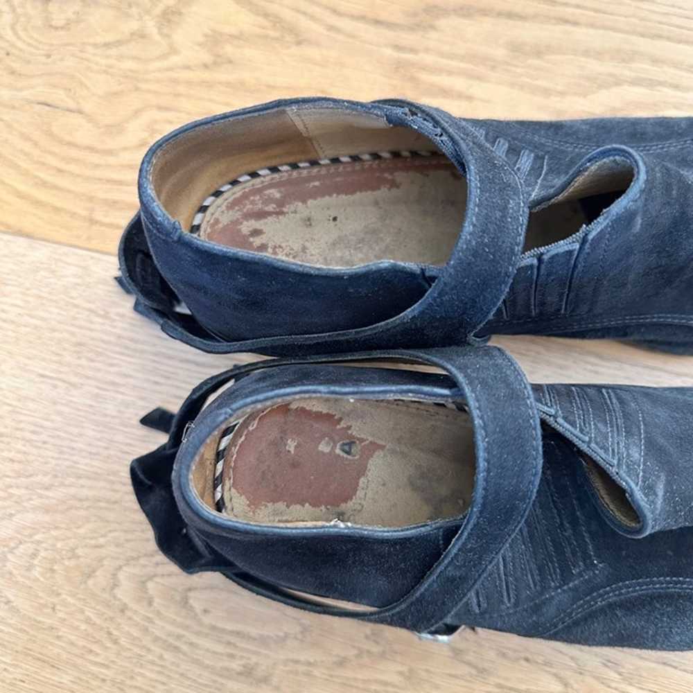 Toga Pulla Fringe Trim Suede Moto Ankle Boots in … - image 3