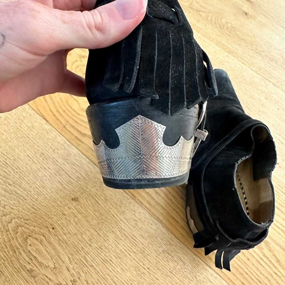 Toga Pulla Fringe Trim Suede Moto Ankle Boots in … - image 9