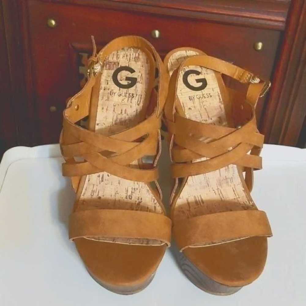 G by Guess Brown Strap Sandals w/ Chunky Heel, NEW - image 1