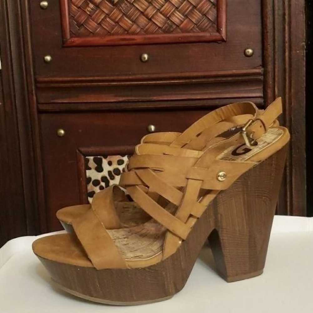 G by Guess Brown Strap Sandals w/ Chunky Heel, NEW - image 3