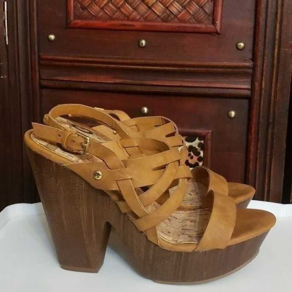 G by Guess Brown Strap Sandals w/ Chunky Heel, NEW - image 4