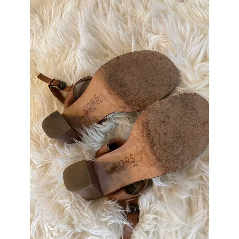 Michael Kors Leather Block High Heel Sandals 7 Ta… - image 3