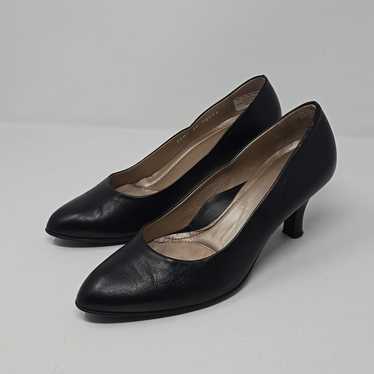 Beautifeel Lotus Mid Heel Black Leather Low Pumps 