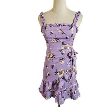 Rumor Lilac Floral Tie Mini Dress - image 1