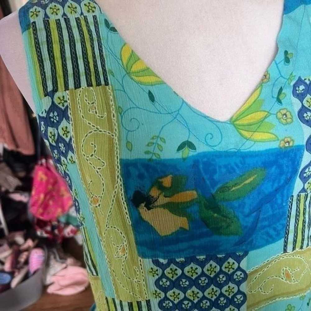 Vintage bila floral quilt look drop waist dress m… - image 3