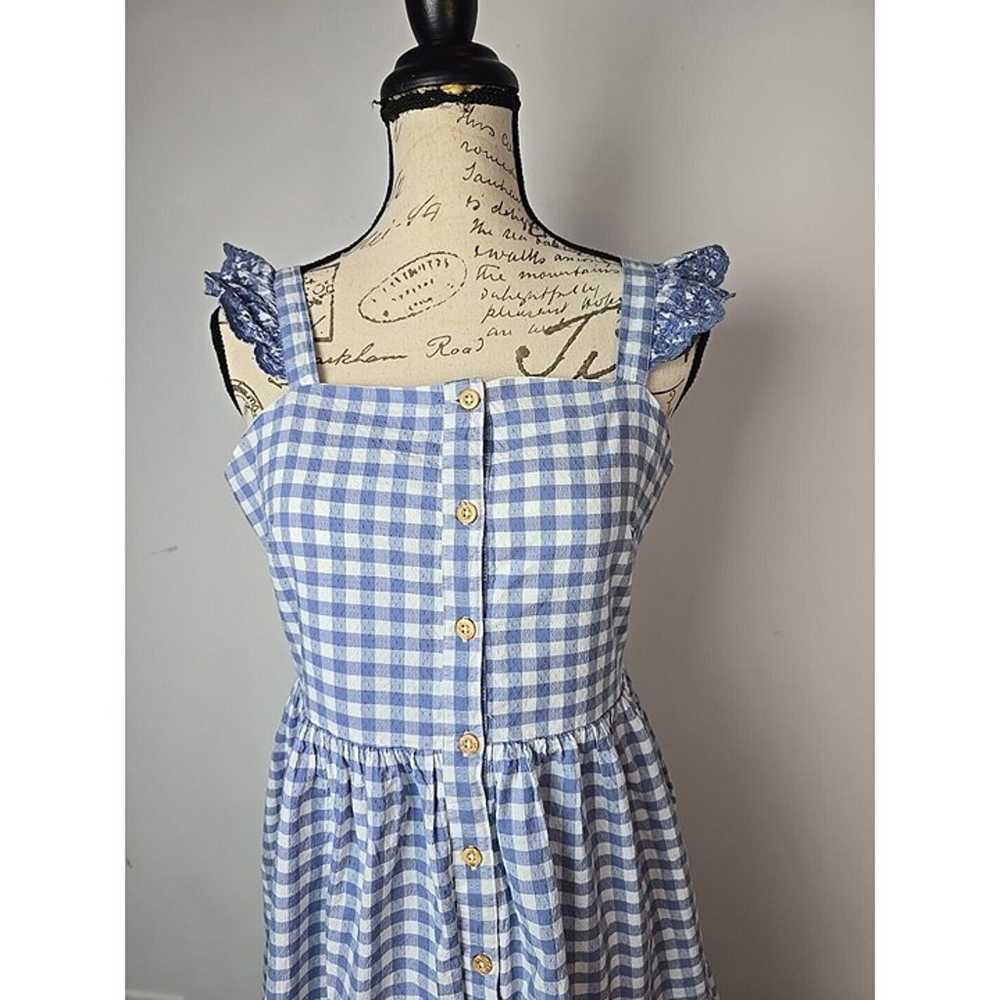 Shabby Chic Blue White Checkered Peasant Dress Em… - image 3