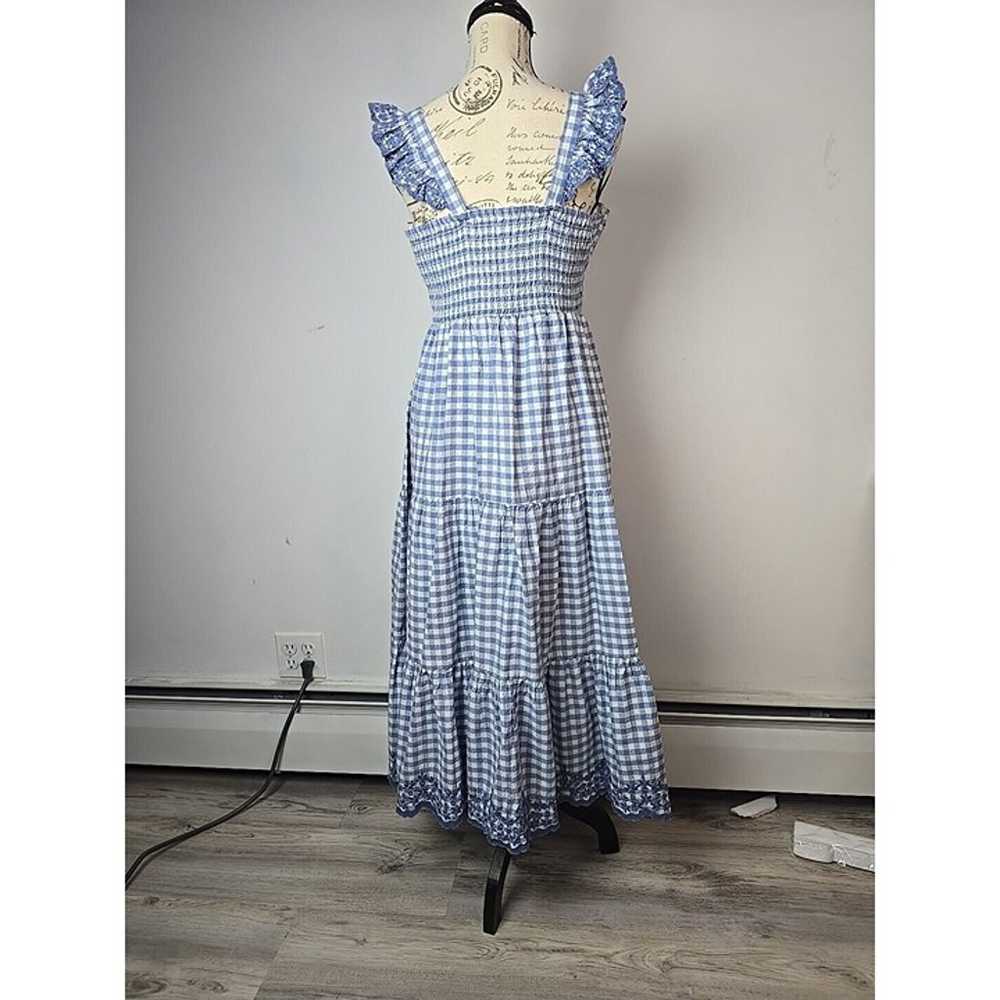 Shabby Chic Blue White Checkered Peasant Dress Em… - image 4