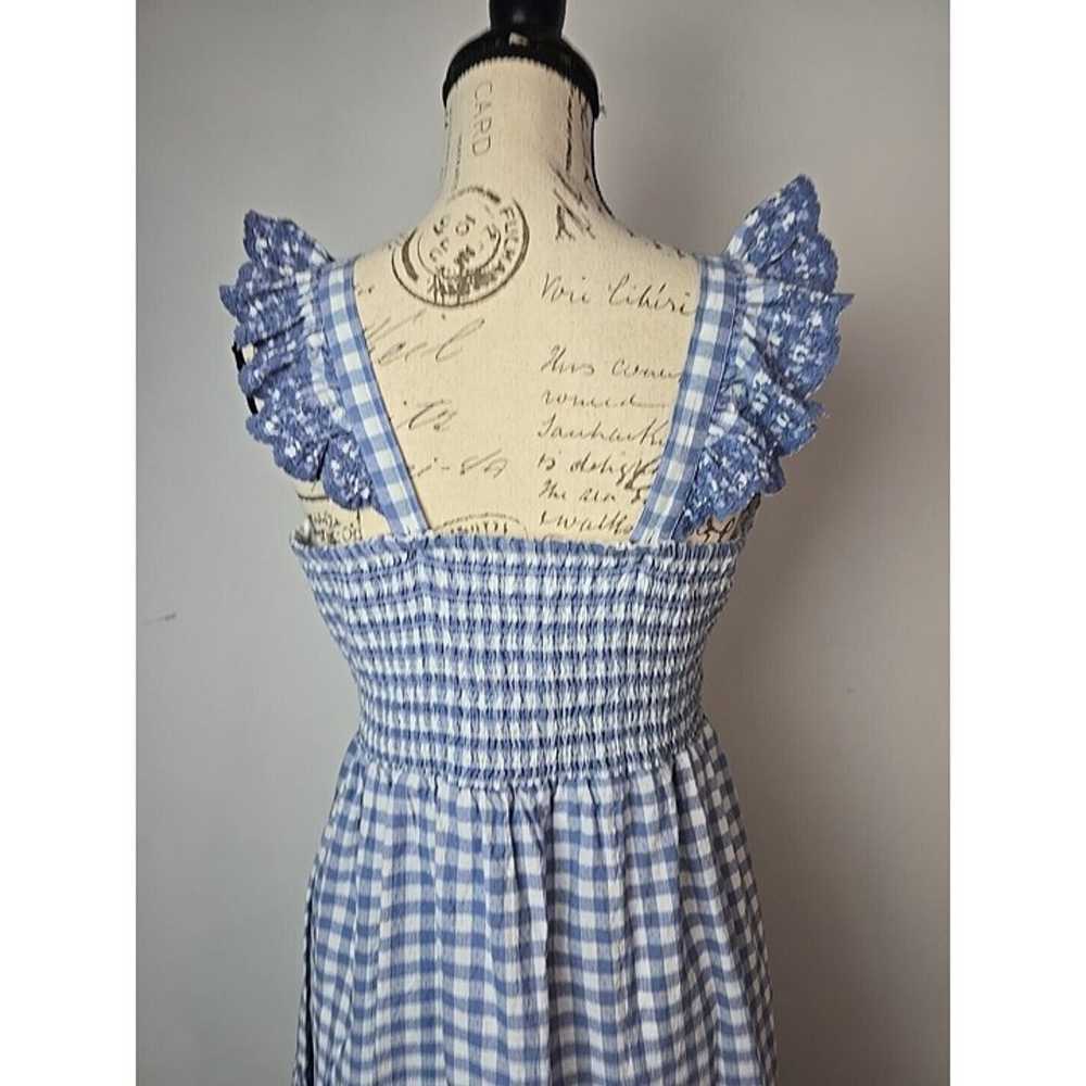 Shabby Chic Blue White Checkered Peasant Dress Em… - image 5