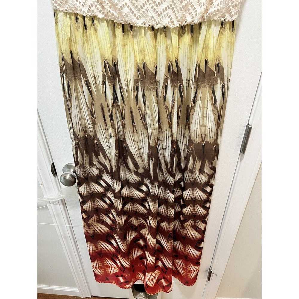 AUW Multicolor Chevron Sheer Lace Crochet Top Max… - image 3