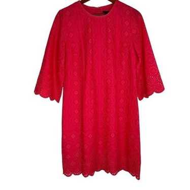 Ann Taylor Womens Coral Pink Eyelet Dress Size 8 … - image 1