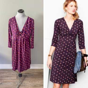 Garnet Hill Purple Floral Jersey Dress