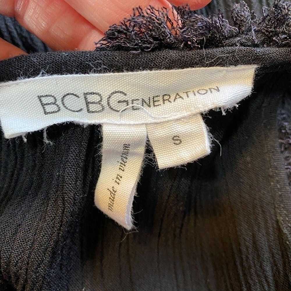 BCBGeneration Mini Dress S Black Gauze Crinkle Fr… - image 8