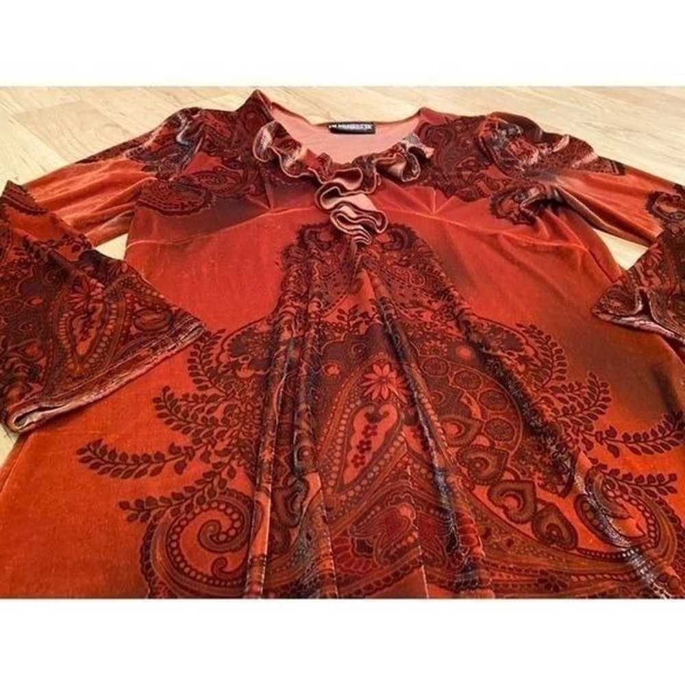 Vintage Pyramid Collection orange velour dress - image 2