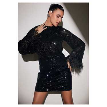WAYF Sequin Feather bell sleeve dress - image 1