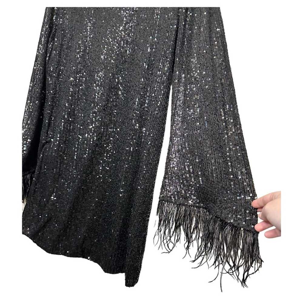 WAYF Sequin Feather bell sleeve dress - image 4