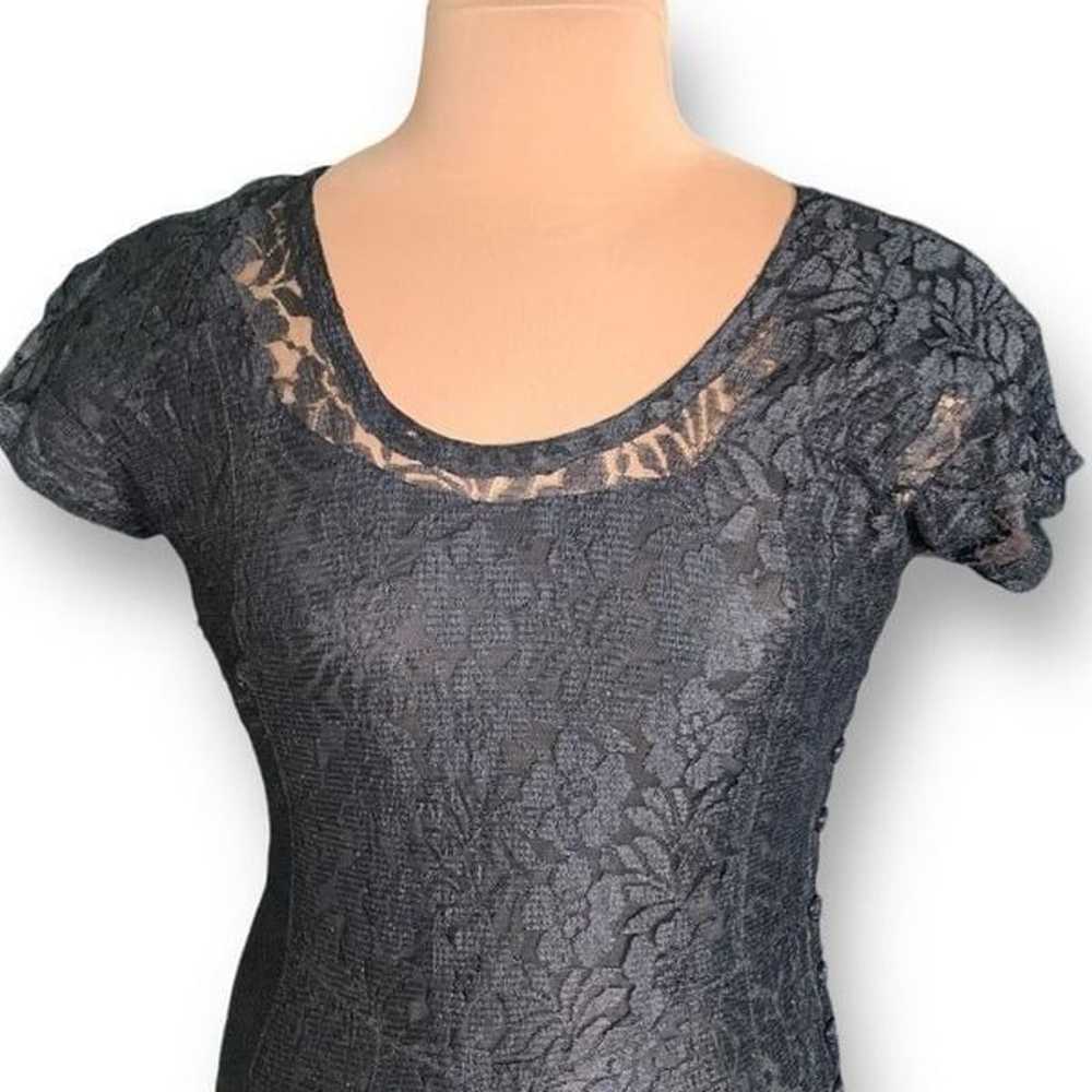 Vintage Nostalgia Dress Black Floral Lace Short S… - image 4