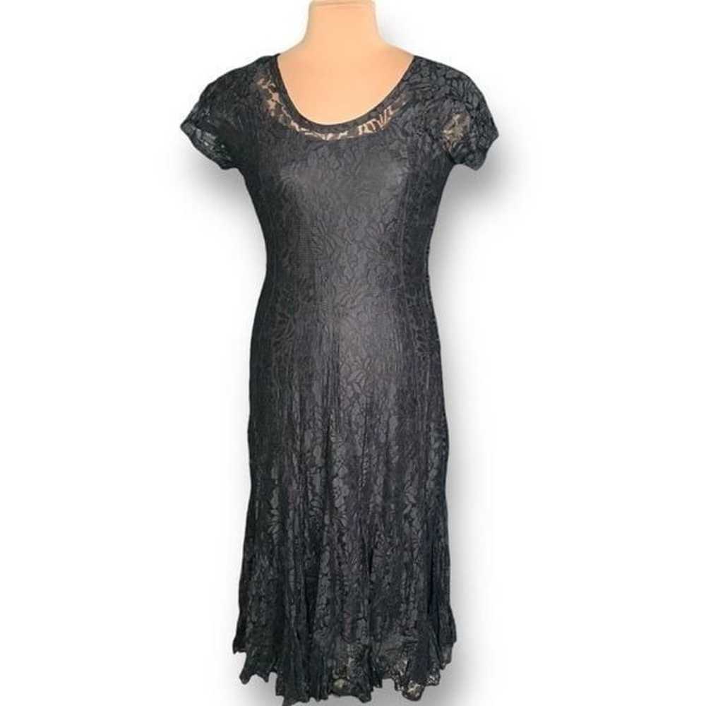 Vintage Nostalgia Dress Black Floral Lace Short S… - image 9