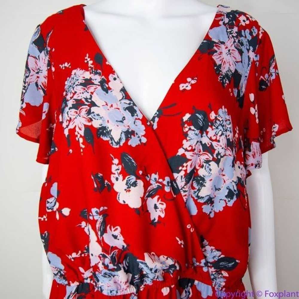 Modcloth Fits of Bliss Midi Floral Wrap red Dress… - image 2