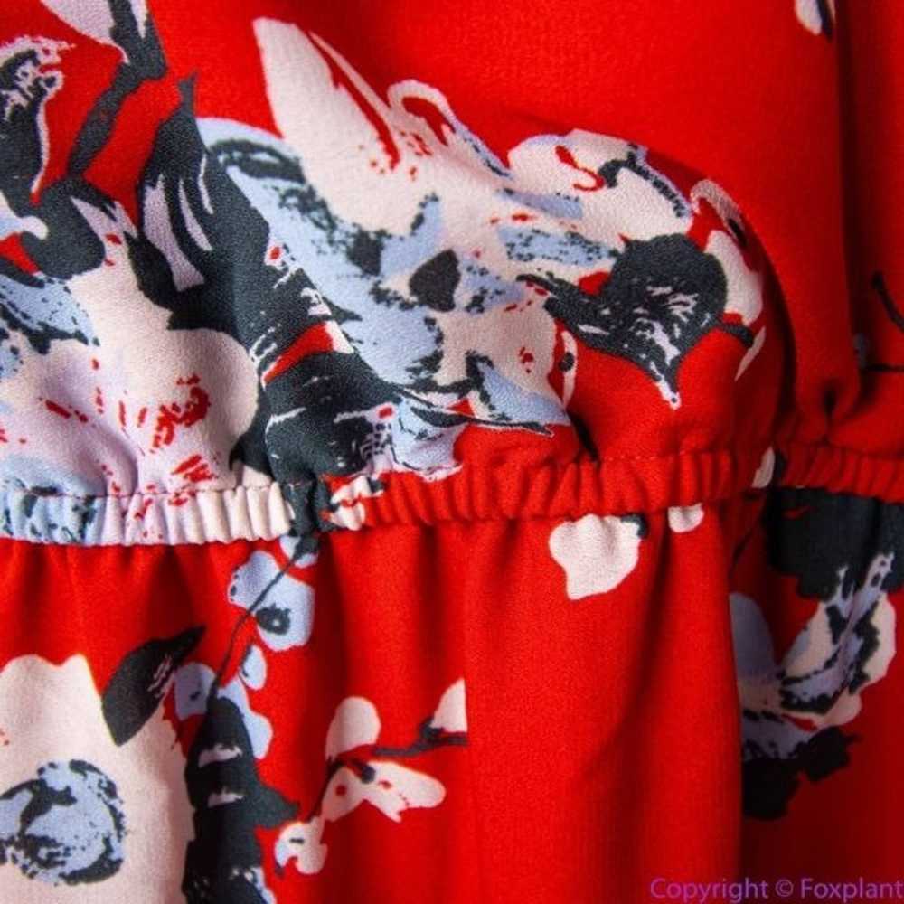 Modcloth Fits of Bliss Midi Floral Wrap red Dress… - image 8