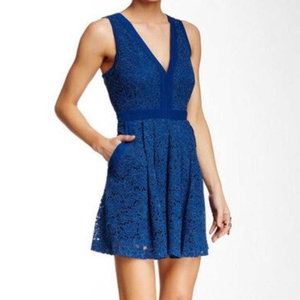 Free People Blue Lovely Lace Dress Cut Out Back S… - image 1