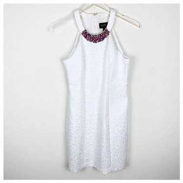 Laundry White Leopard Halter-Style Dress Beading