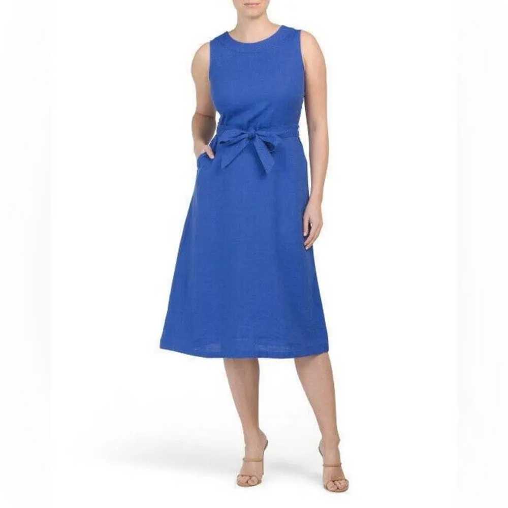 Nicole Miller NY Linen Fit and Flare Midi Dress -… - image 1