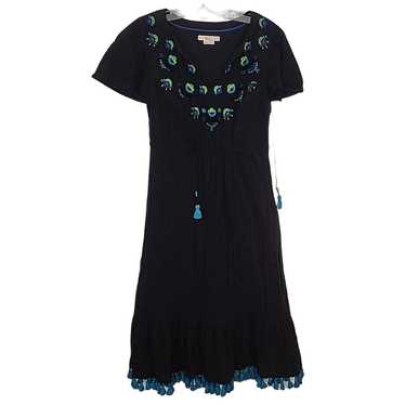 Boden Navy Blue/Green Embroidered Dress with Tass… - image 1