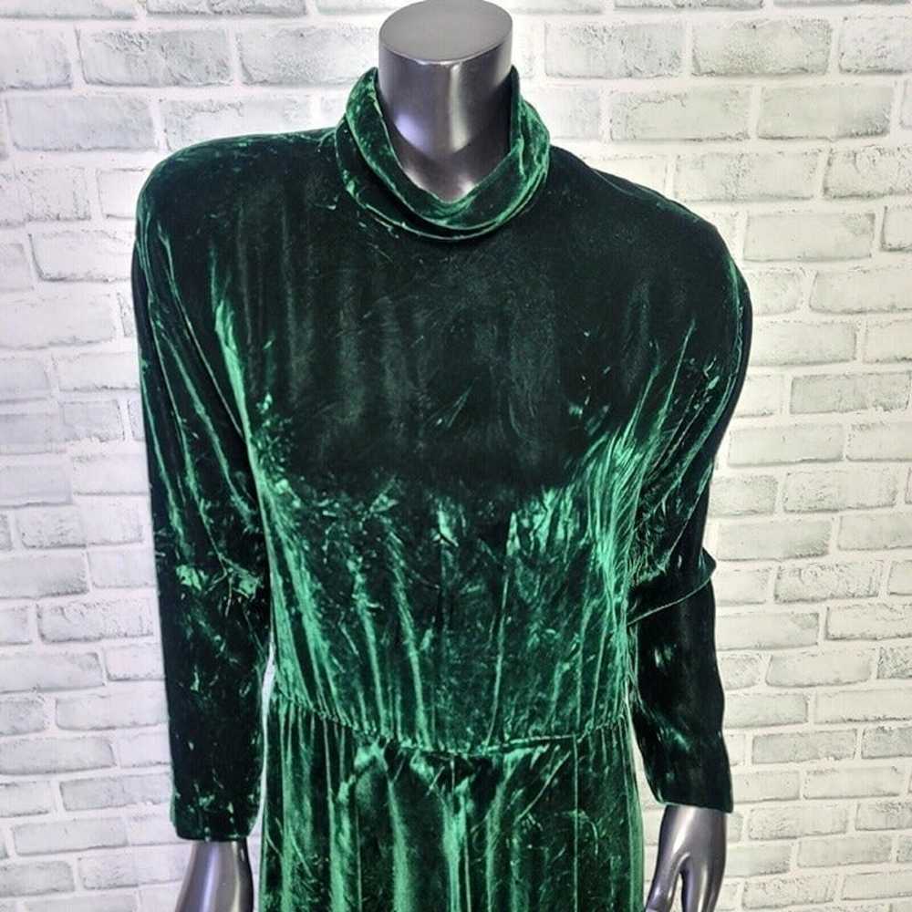 Vintage 80s Carroll Reed M/L Emerald Green Crushe… - image 2