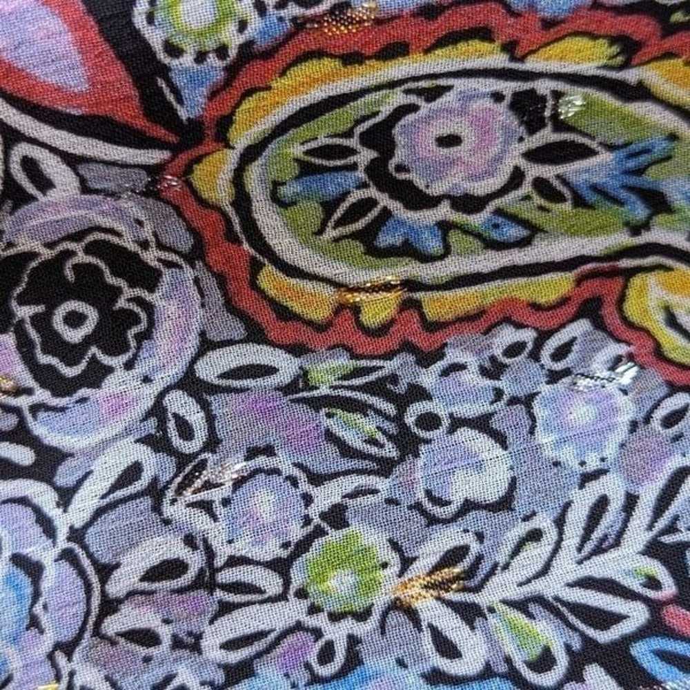 AQUA Metallic Paisley Midi Dress Smocked Ruffled … - image 12