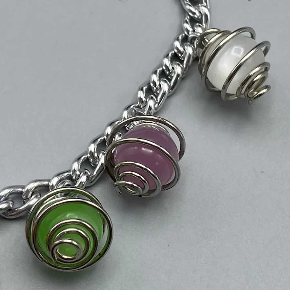 Vintage Aluminum Chain Bracelet with Wire Wrapped… - image 2