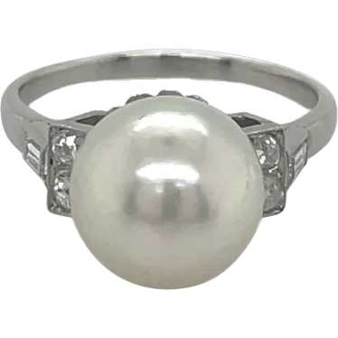 Platinum Pearl and Diamond Ring