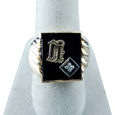 10k Yellow Gold and Black Onyx Signet Ring - image 1