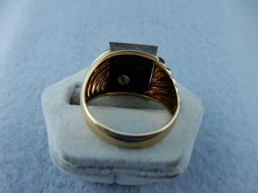 10k Yellow Gold and Black Onyx Signet Ring - image 2