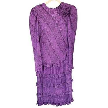 1221 80s 90s Vintage Jill Richards Purple Ruffle … - image 1