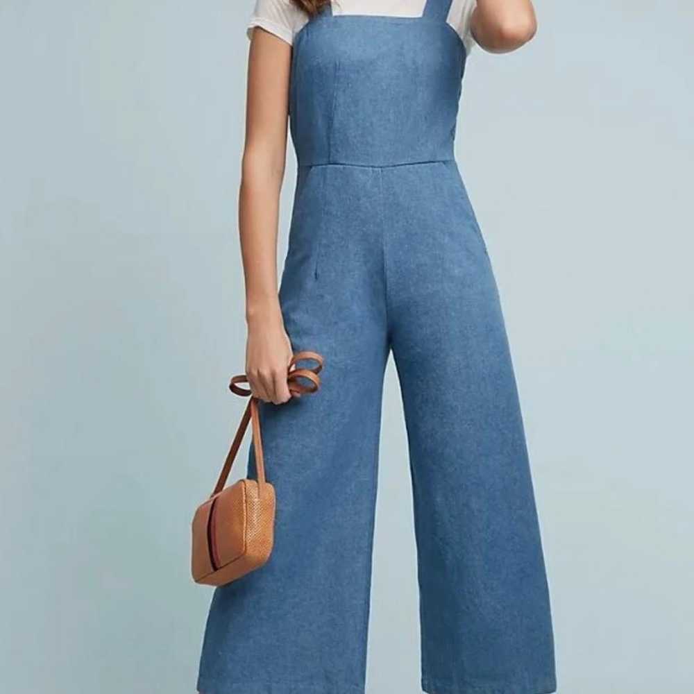 Anthropologie Suku Denim Cropped Jumpsuit by Loup… - image 1