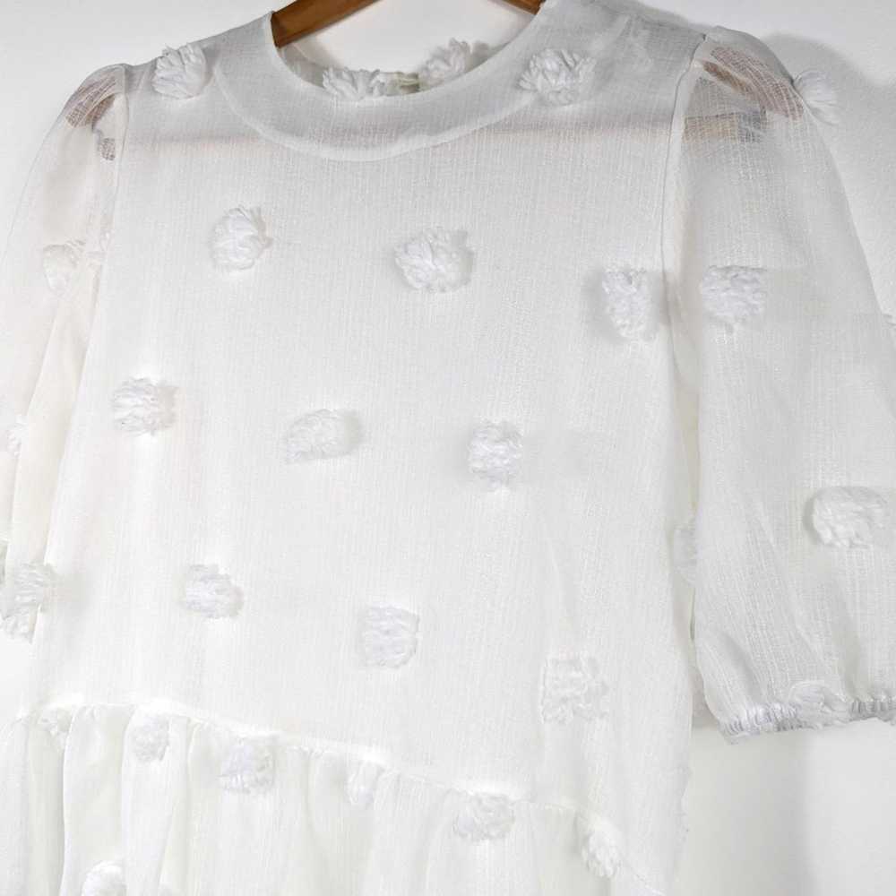 Vita Grace Dress Size Small White Sheer Pom Pom B… - image 2