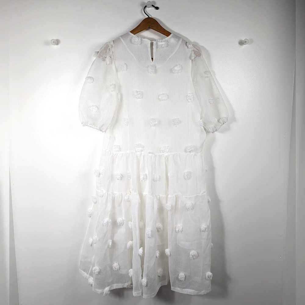 Vita Grace Dress Size Small White Sheer Pom Pom B… - image 4