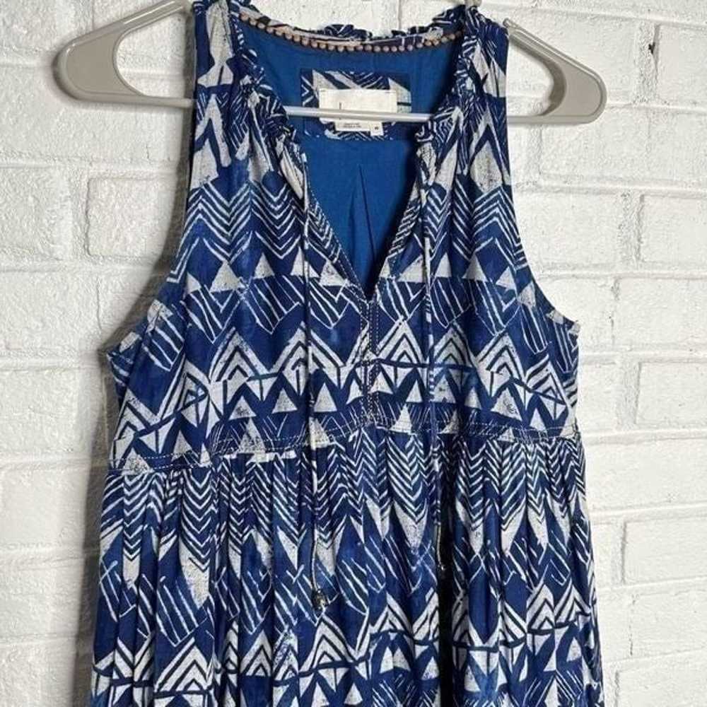 Anthropologie Tiered Abstract Blue Patterned Maxi… - image 2