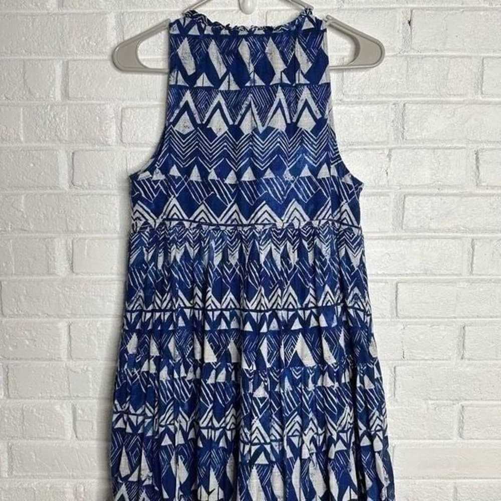Anthropologie Tiered Abstract Blue Patterned Maxi… - image 8