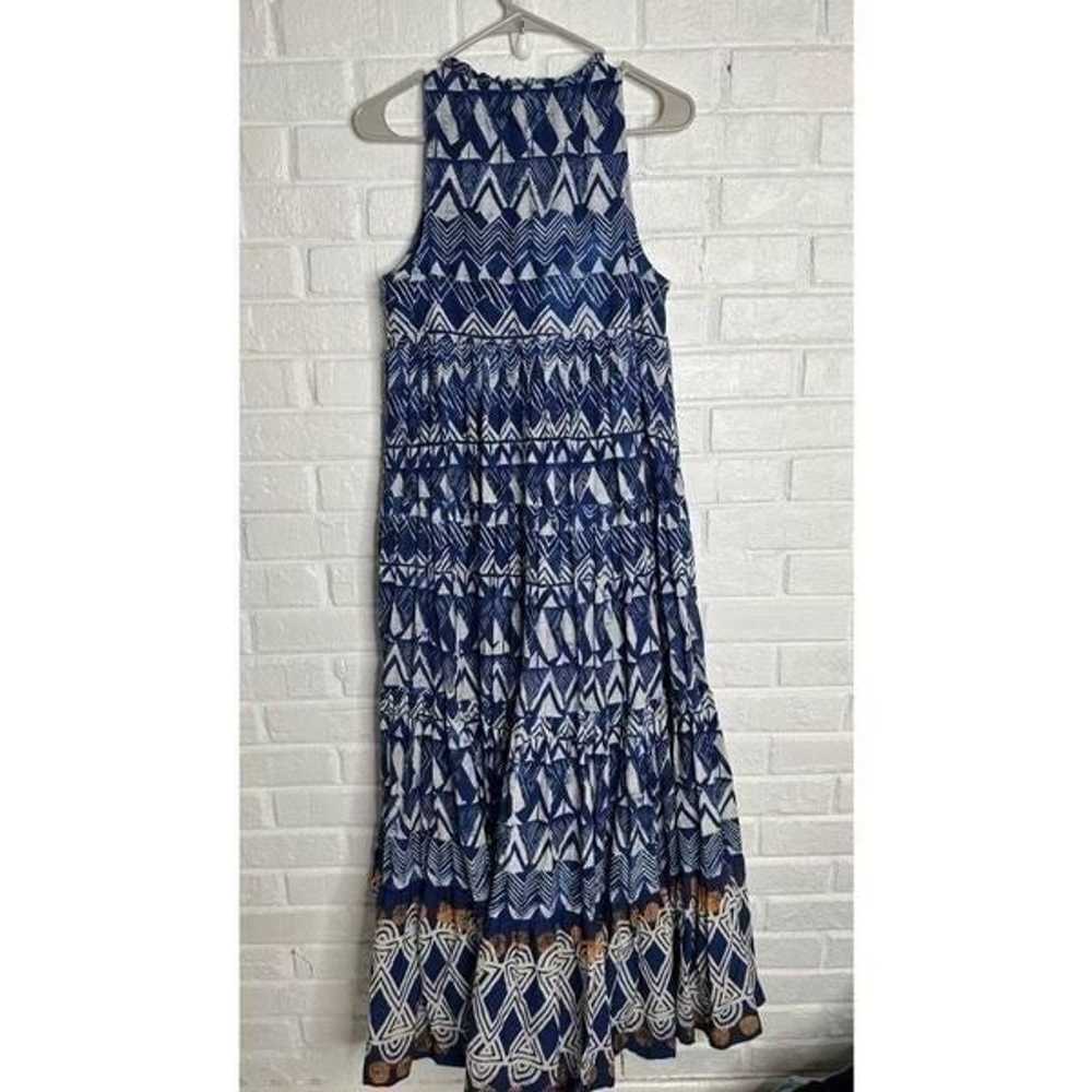 Anthropologie Tiered Abstract Blue Patterned Maxi… - image 9
