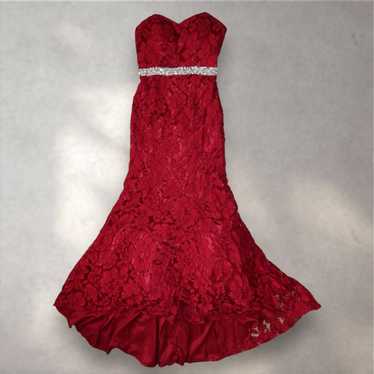 Red Lace Rose Pattern Prom/Wedding/Party Sleevele… - image 1