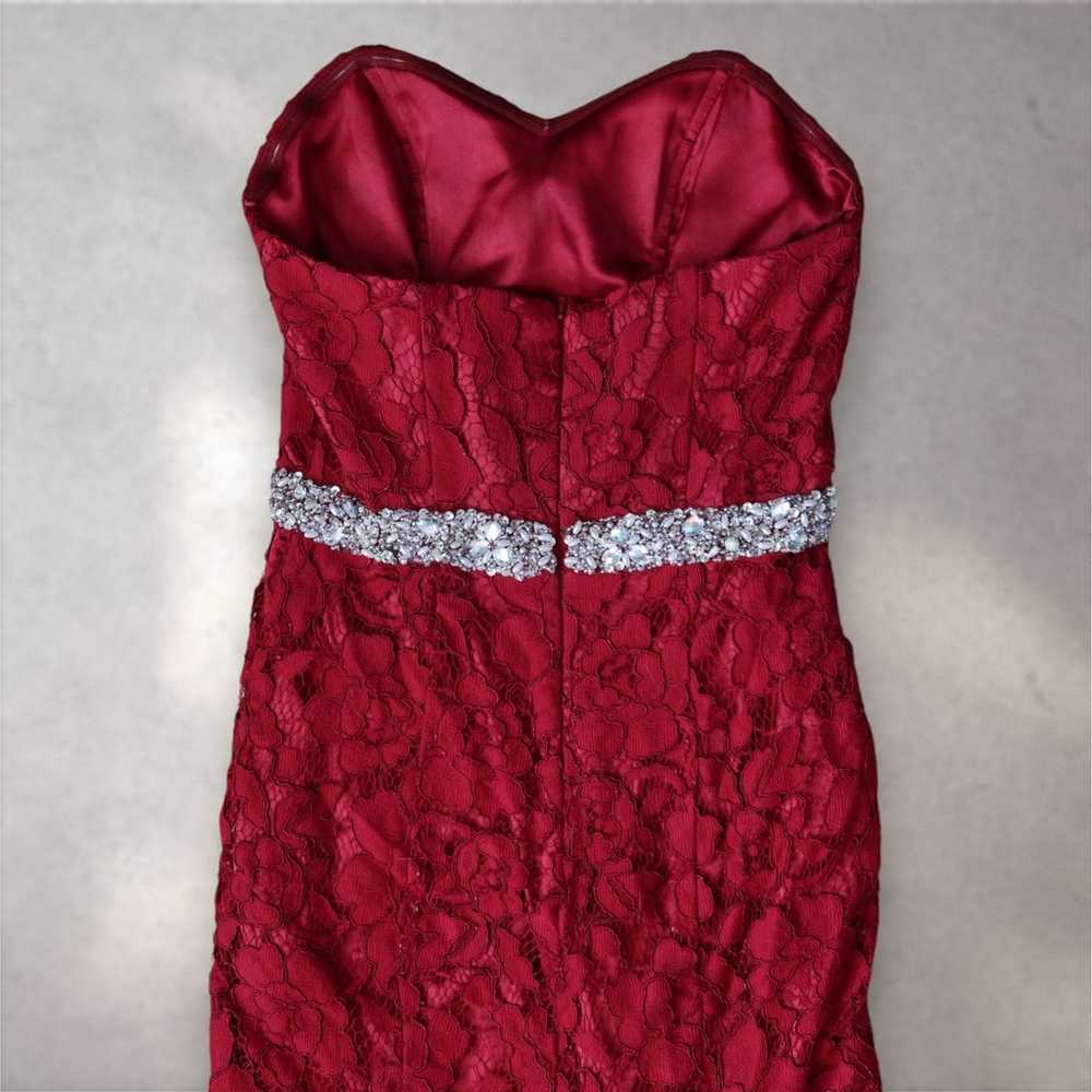 Red Lace Rose Pattern Prom/Wedding/Party Sleevele… - image 3